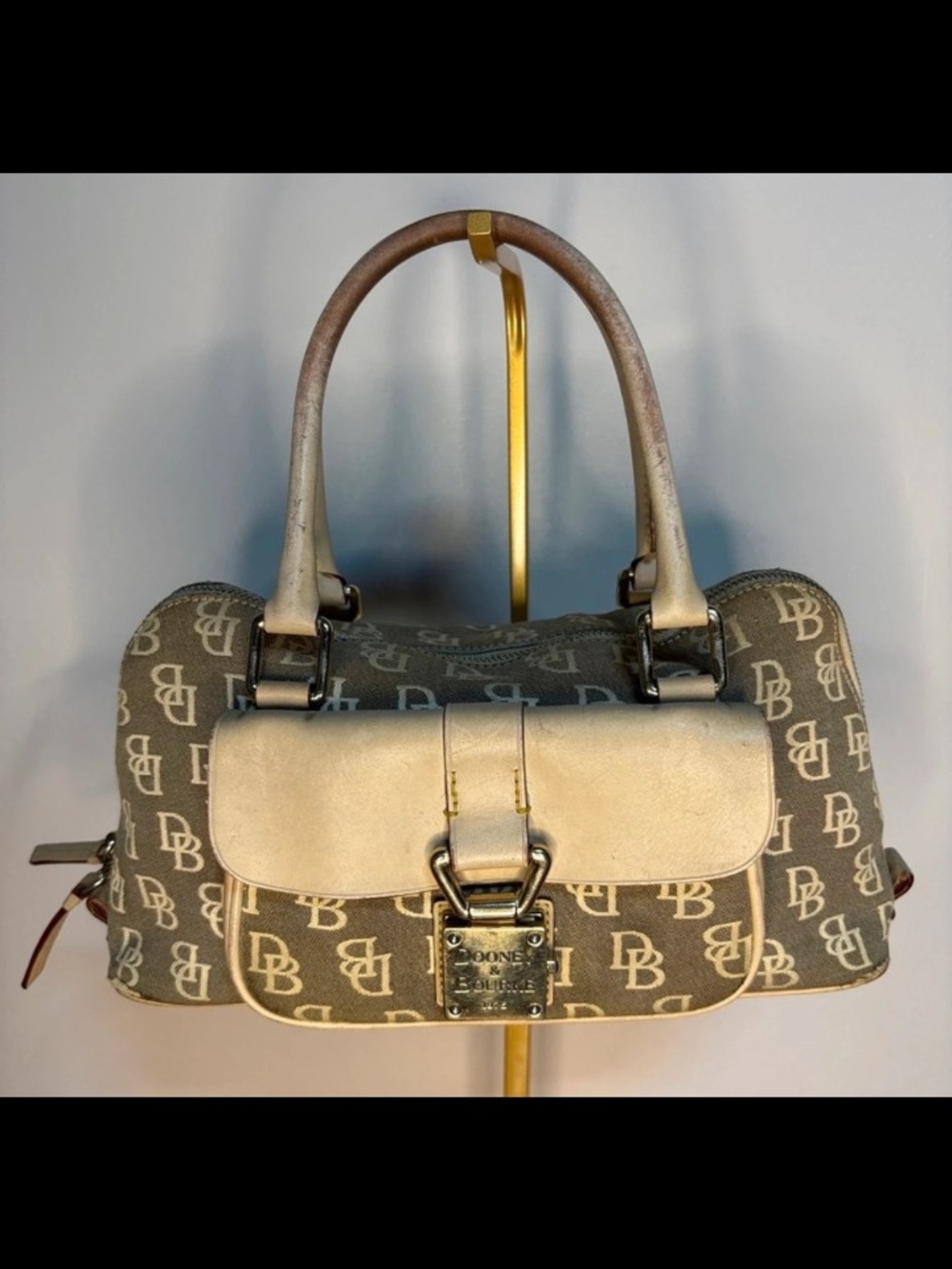 Dooney & Bourke Beige/White Logo Satchel